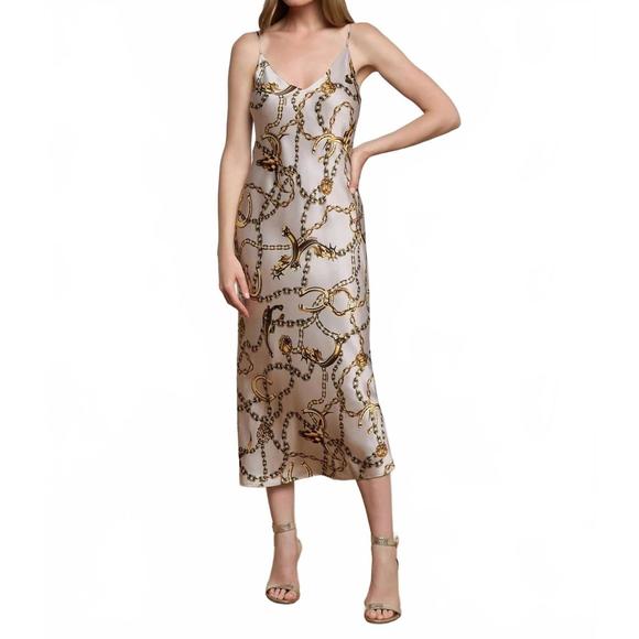 NEW L'AGENCE seridie silk slip dress in multi